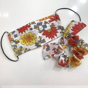 Floral Face Mask Nose Wire and Matching Scrunchie